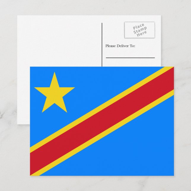 Kongolesische Flagge, Flagge der DR Kongo Postkarte (Vorne/Hinten)