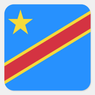 Kongolesische Flagge, Flagge der DR Kongo Quadratischer Aufkleber