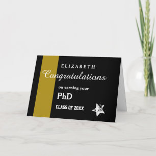 KONGRATULATIONEN PHD Grad Gold Streifen A0Ag Karte