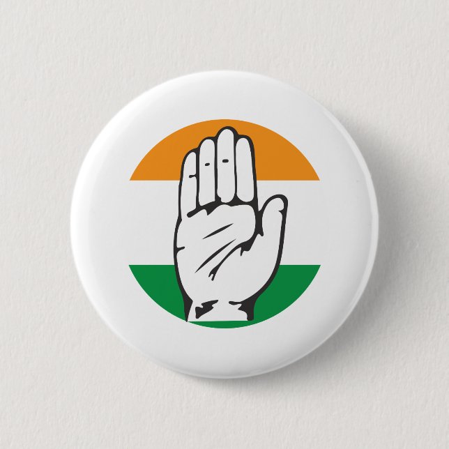 Kongress-Party des Indien-Handsymbols Button (Vorderseite)