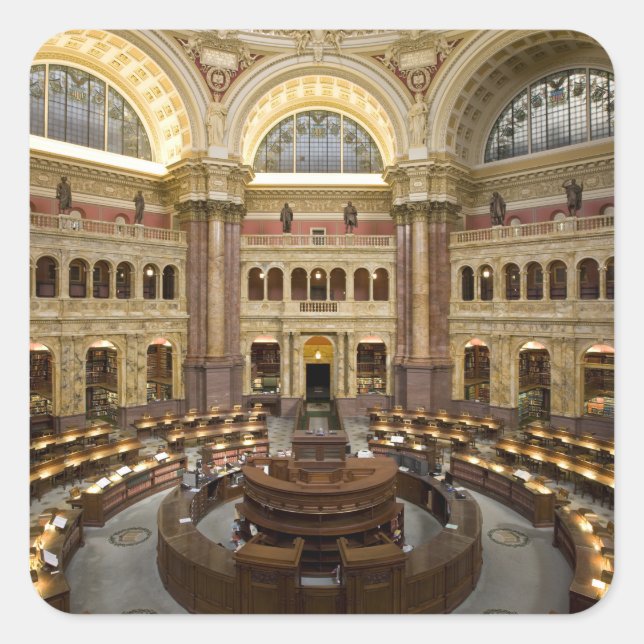 Kongressbibliothek Quadratischer Aufkleber (Vorderseite)