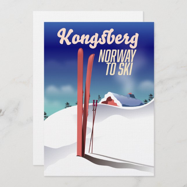 Kongsberg Norway Ski-Poster. Einladung (Vorne/Hinten)
