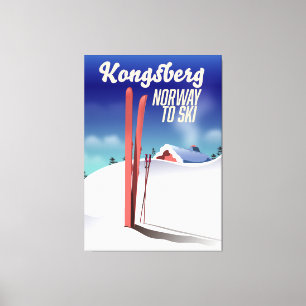 Kongsberg Norway Ski-Poster. Leinwanddruck
