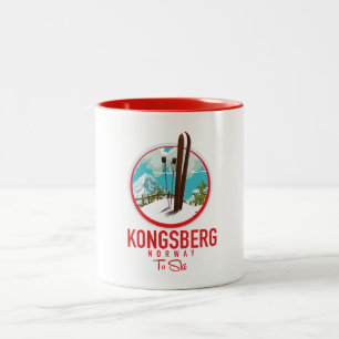 Kongsberg Norwegen Skiglogologo Zweifarbige Tasse