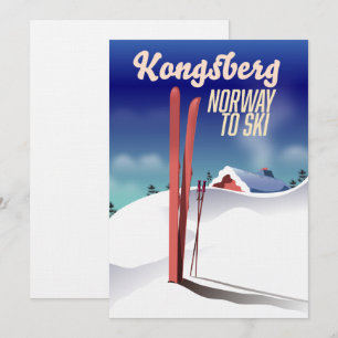 Kongsberg Norwegen Skireiseplakat. Einladung
