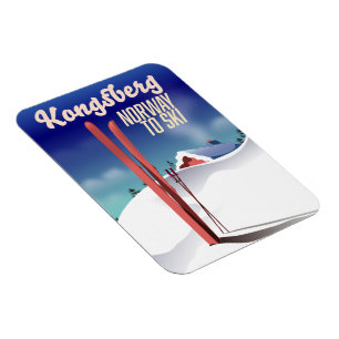 Kongsberg Norwegen Skireiseplakat. Magnet