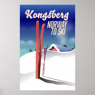 Kongsberg Norwegen Skireiseplakat. Poster