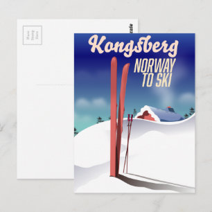 Kongsberg Norwegen Skireiseplakat. Postkarte