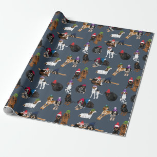Konhunde in Hats 2020 Marine Geschenkpapier