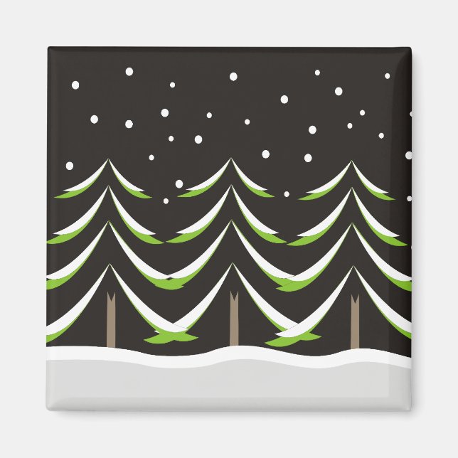 Koniferen im Winter Magnet (Vorne)