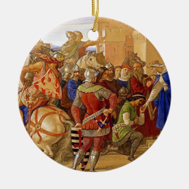 König Arthur und Ritter des Runden Tisches Keramik Ornament (Vorne)