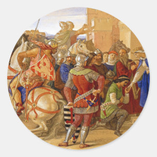 König Arthur und Ritter des Runden Tisches Runder Aufkleber