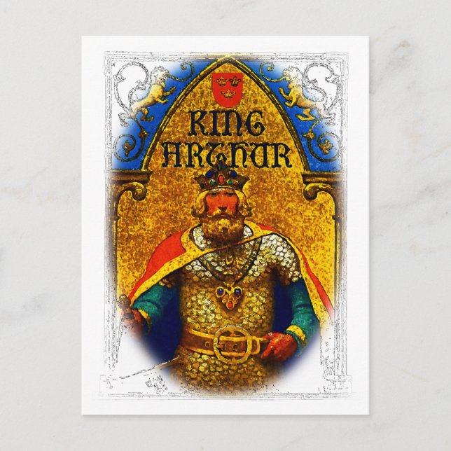 König Artus auf dem Thron Postkarte (Vorderseite)
