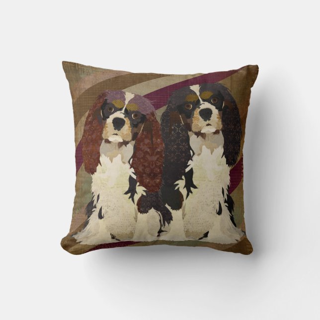 König Cavalier Spaniels Retro Pillow Kissen (Vorderseite)
