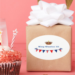 König Charles 111 Krone Ovaler Aufkleber