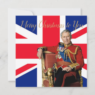 König Charles III. britische Flagge Weihnachtsgruß Karte
