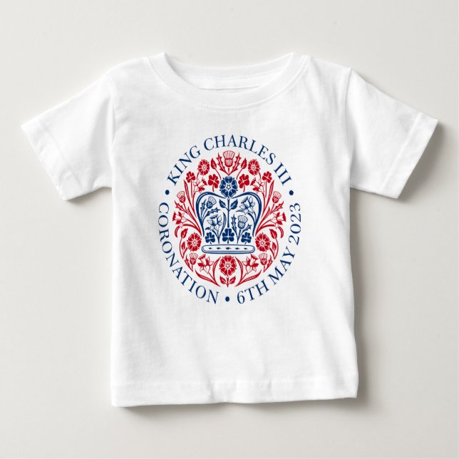 König Charles III Krönung offizielles Design Baby T-shirt (Vorderseite)