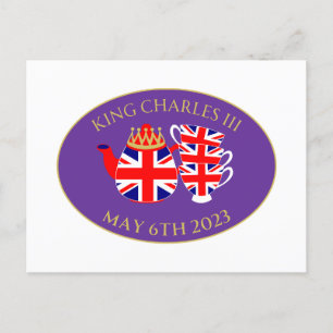 König Charles III Krönung Union Jack Teeservice Postkarte