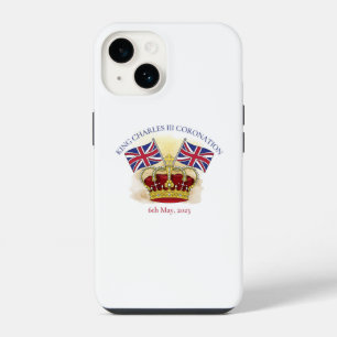 König Charles III Krönungskrone und Flaggen iPhone 14 Hülle