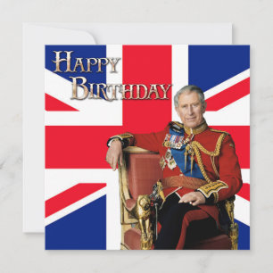 König Charles III mit britischer Flagge Alles Gute Karte