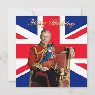 König Charles III mit britischer Flagge Alles Gute Karte