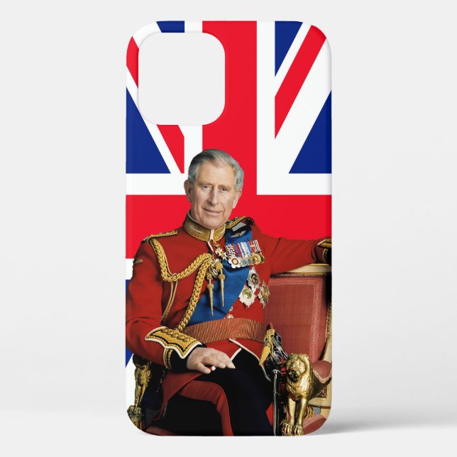 König Charles III. mit britischer Flagge Case-Mate iPhone Hülle (Rückseite)