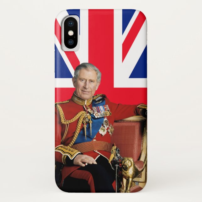 König Charles III. mit britischer Flagge Case-Mate iPhone Hülle (Rückseite)
