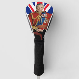 König Charles III. mit britischer Flagge Golf Headcover