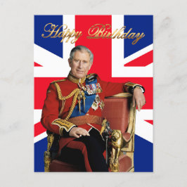König Charles III mit britischer Flagge Happy Birt Postkarte