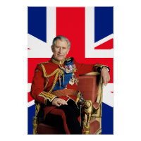 König Charles III. mit britischer Flagge