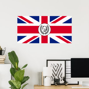 König Charles III. über die Jack Flag in der Briti Poster