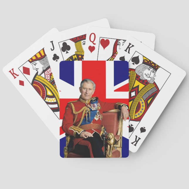 König Charles mit britischer Flagge Spielkarten (Rückseite)