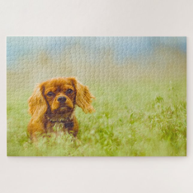 König Charles Spaniel Hund. Puzzle (Horizontal)