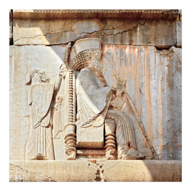 König Darius I. Bas relief, Persepolis, Iran Fotodruck (Vorne)