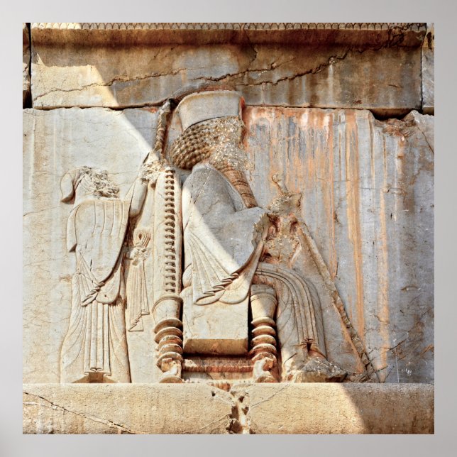 König Darius I. Bas relief, Persepolis, Iran Poster (Vorne)