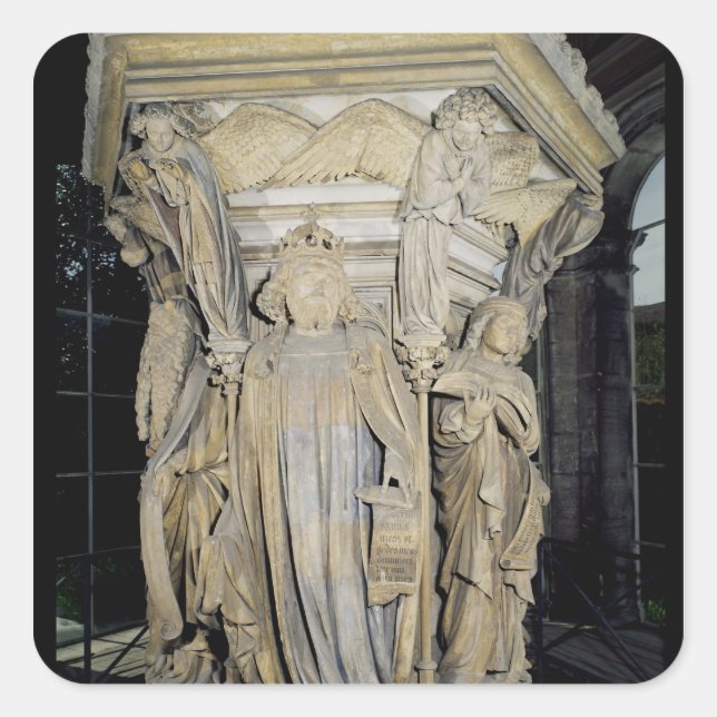 König David flankiert von Moses und Jeremiah Quadratischer Aufkleber (Vorderseite)