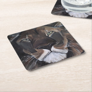 König der Bestien Gemälde von Alfred Fox Rechteckiger Pappuntersetzer