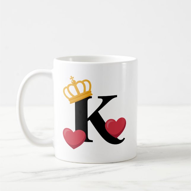 König der Herzen gekrönt K-Emblem Kaffeetasse (Links)