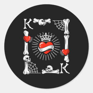 König der Herzkarten Kostüm Lustiger Halloween Kön Runder Aufkleber
