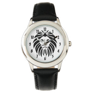 König der Jungle Löwenwand in Schwarz Armbanduhr