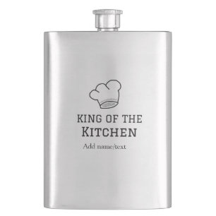 König der Küche Koch Kochen hinzufügen Namen Krone Flachmann