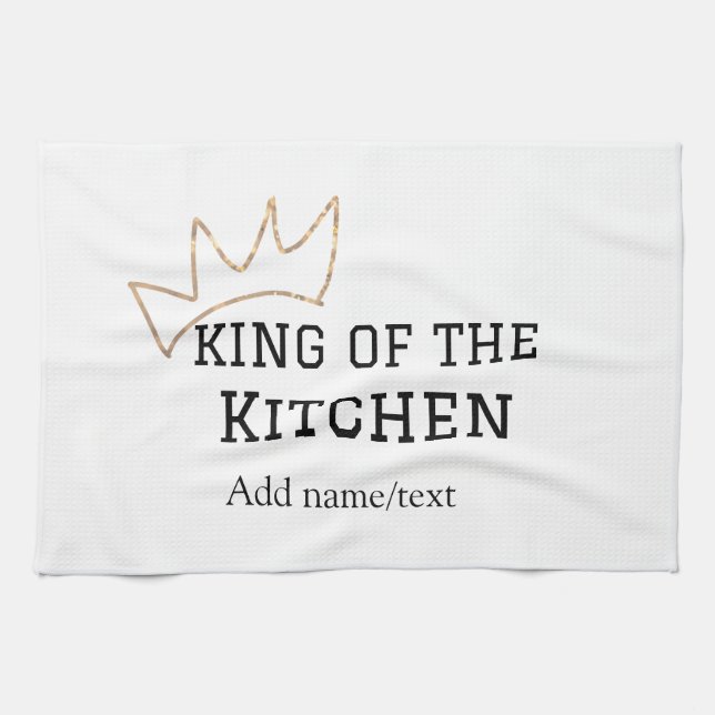 König der Küche Koch Kochen hinzufügen Namen Krone Geschirrtuch (Horizontal)