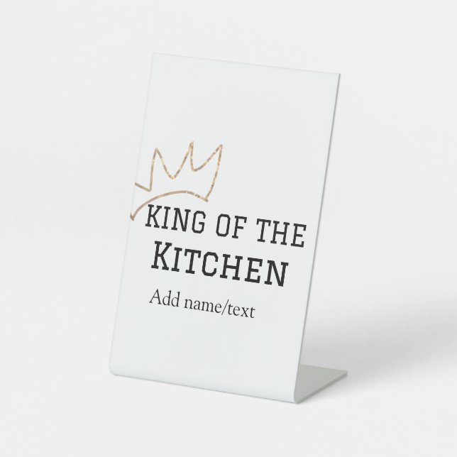 König der Küche Koch Kochen hinzufügen Namen Krone Sockelschild (Vorderseite)