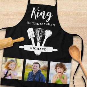 König der Küche Schwarz-Weiß-Name Foto Schürze