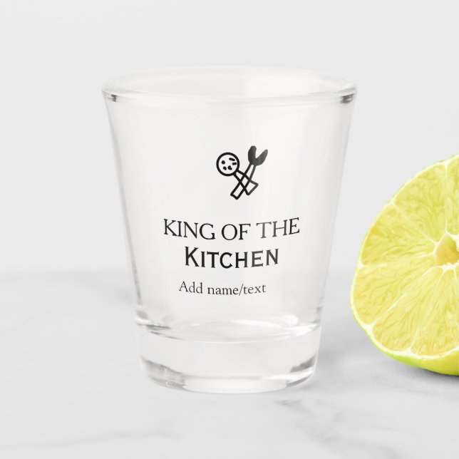 König der Küchenkoch-Kochname Krone ha Schnapsglas (Vorderseite)