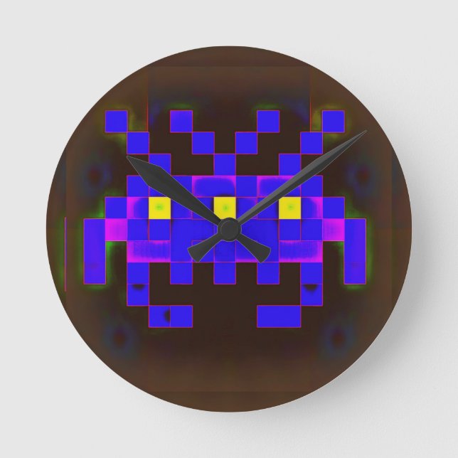 König der Space Invasion (Version B) Runde Wanduhr (Vorderseite)