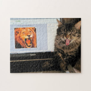 König der Tiere und lachende Katze oder Ihr Foto Puzzle