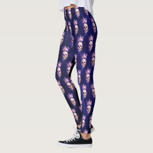 König der Toten Schmelze Goldener Schädel Lila Leggings