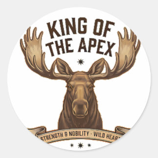 König des Apex - Vintage Amerikanischer Elch Runder Aufkleber