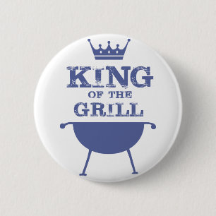 König des Grills, blau Button